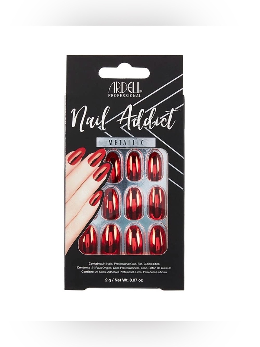 Ardell Nail Addict Metallic Red 28-Piece Set - Brand New